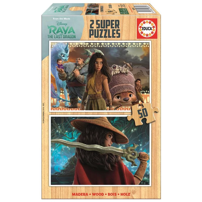 Educa 18879 - Raya és az utolsó sárkány - 2 x 50 db-os fa puzzle