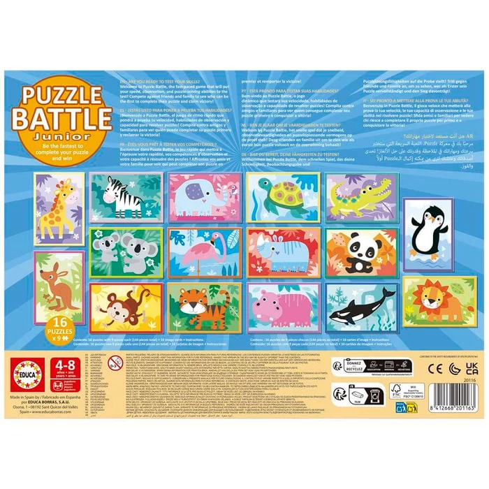 Educa Puzzle párbaj Junior társasjáték - Állatok (20116)