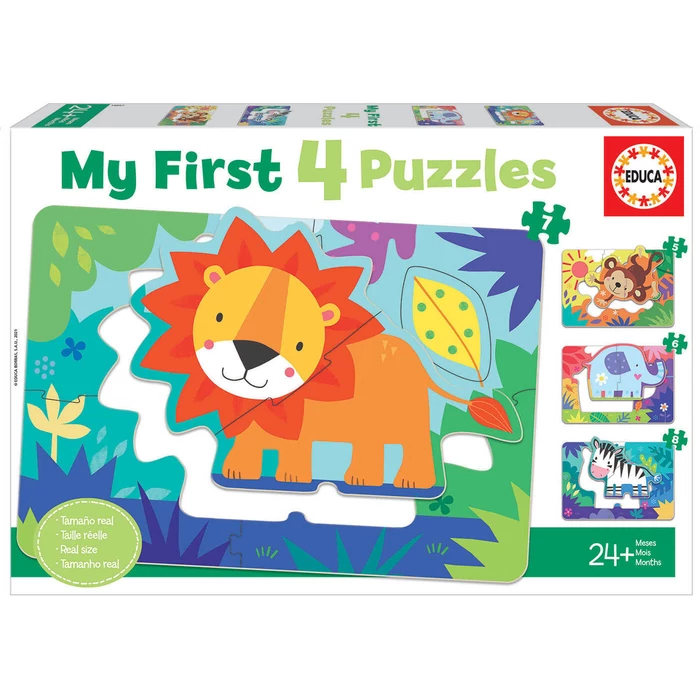 Educa 18897 - Dzsungelben élő állatok- My first 4 az 1-ben puzzle (5,6,7,8 db-os) puzzle