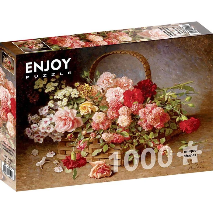 Enjoy Puzzle - 1530 - A Basket of Roses and Carnations - 1000 db-os puzzle