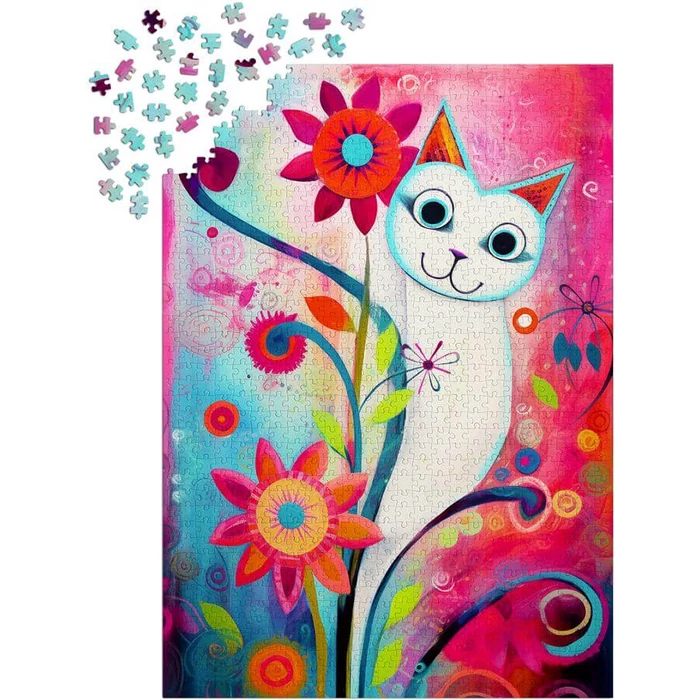 Enjoy 2293 - A Happy White Cat - 1000 db-os puzzle - Puzzle 1000 db