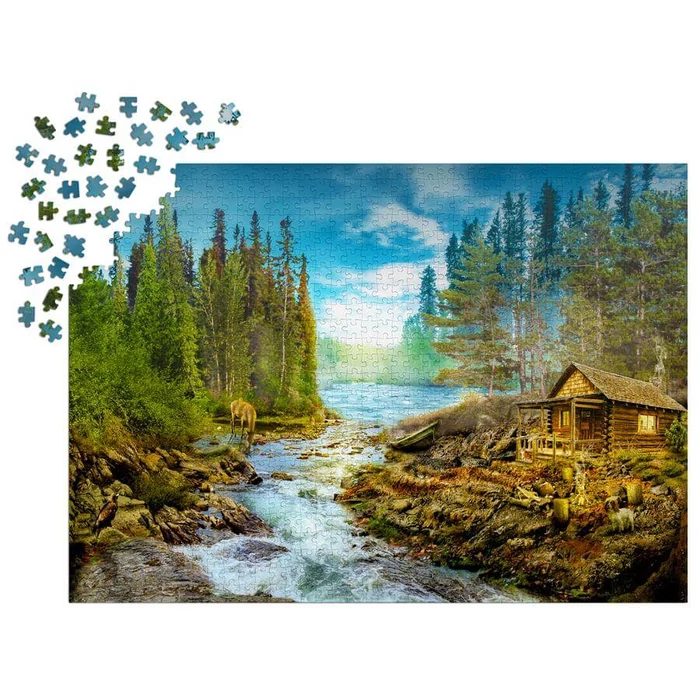 Enjoy Puzzle - 1605 - A Log Cabin by the Rapids - 1000 db-os puzzle