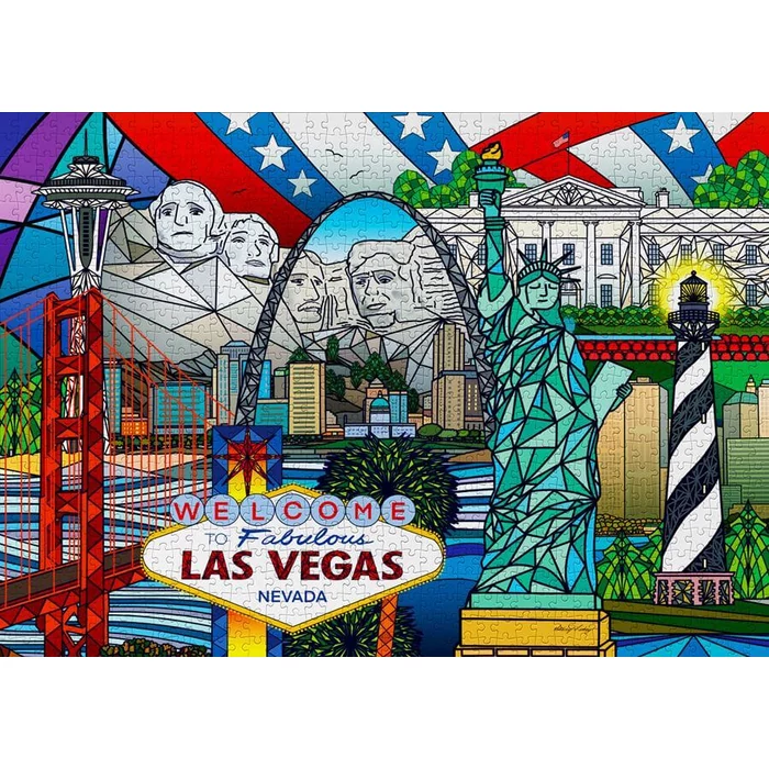 Enjoy Puzzle - 1937 - American Landmarks Collage - 1000 db-os puzzle