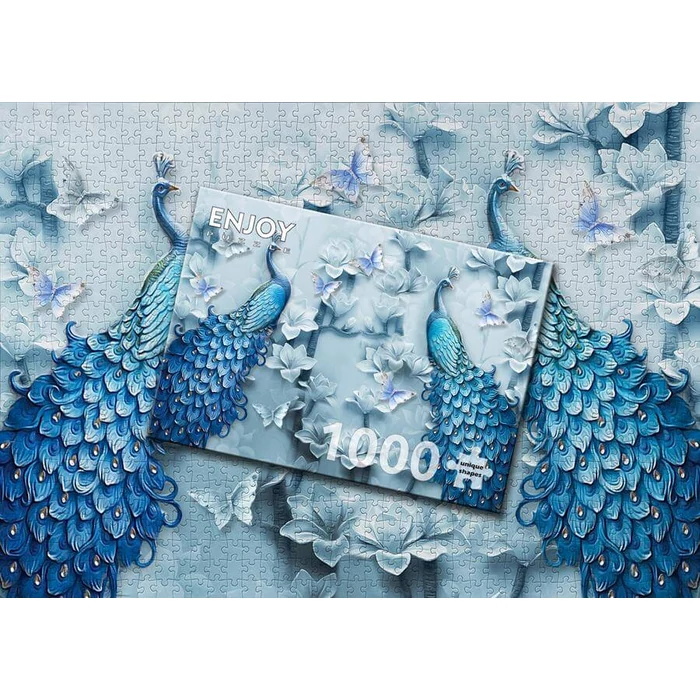 Enjoy Puzzle - 1623 - Blue Peacocks - 1000 db-os puzzle