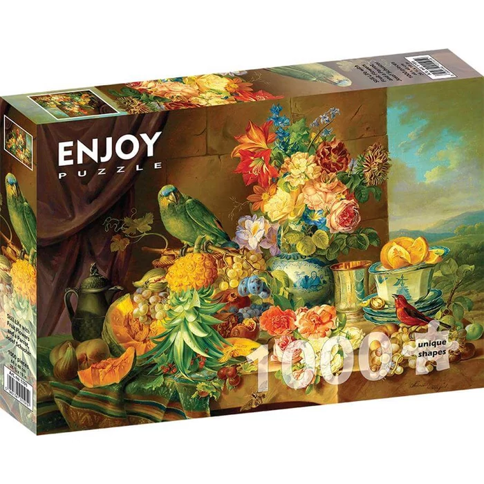 Enjoy Puzzle - 1191 - Josef Schuster: Still Life with Fruit Flowers and a Parrot - 1000 db-os puzzle