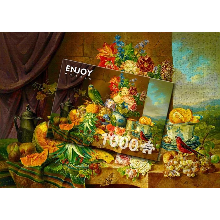 Enjoy Puzzle - 1191 - Josef Schuster: Still Life with Fruit Flowers and a Parrot - 1000 db-os puzzle