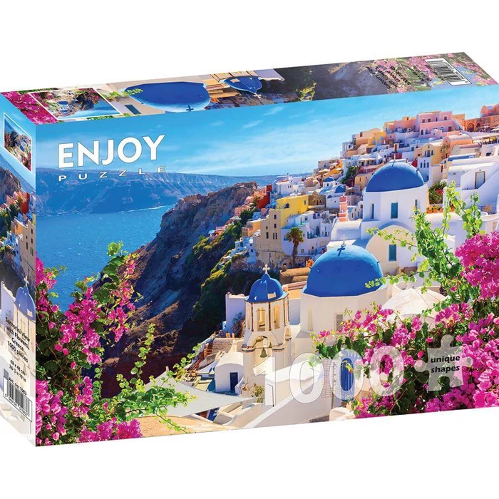 Enjoy Puzzle - 1083 - Santorini View with Flowers