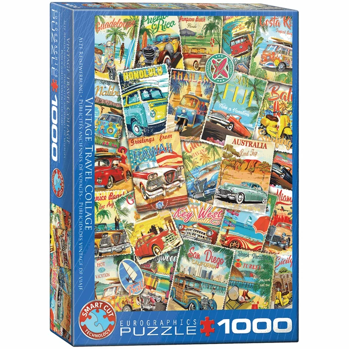 EuroGraphics 6000-5628 - Vintage Travel Collage - 1000 db-os puzzle
