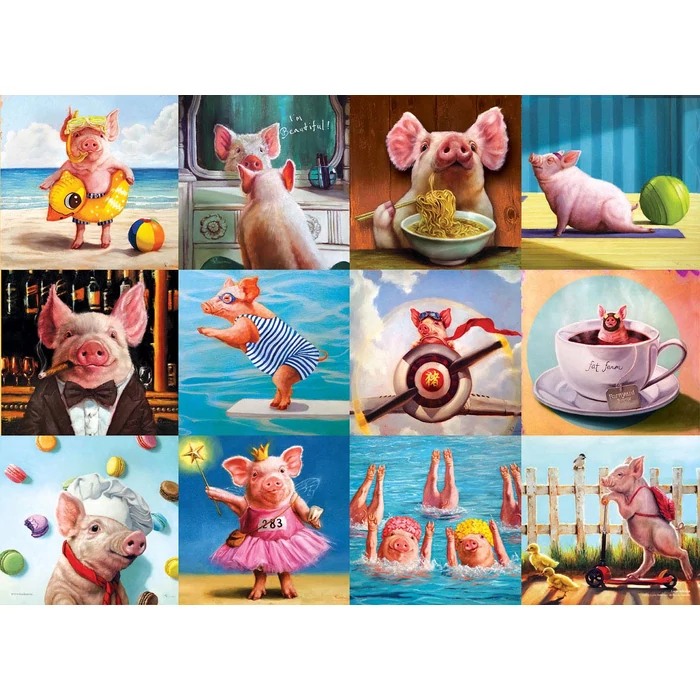 EuroGraphics 1000 db-os puzzle - Funny Pigs, Lucia Heffernan (6000-5770)
