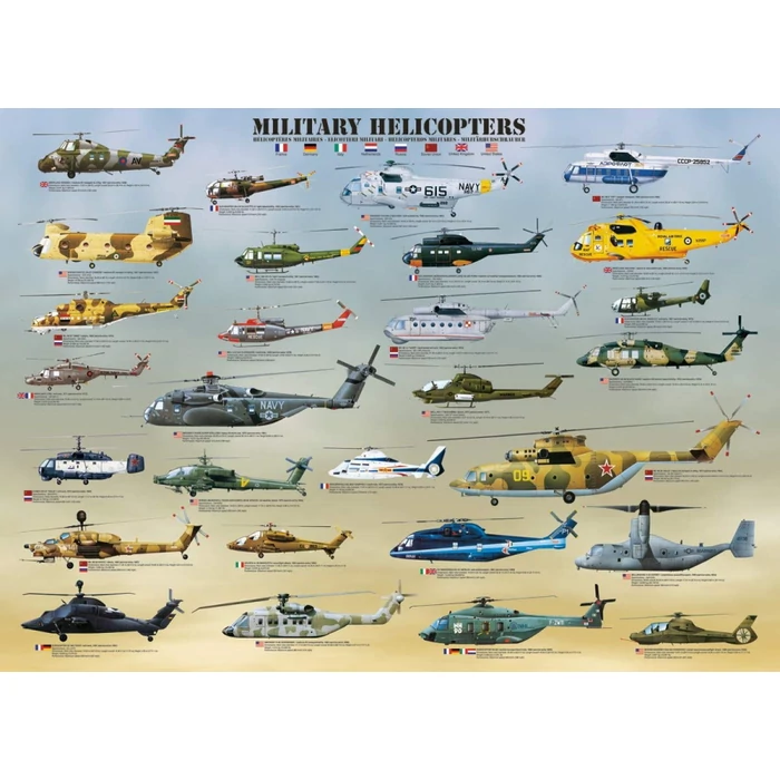 EuroGraphics 6500-0088 - Military Helicopters - 500 db-os puzzle