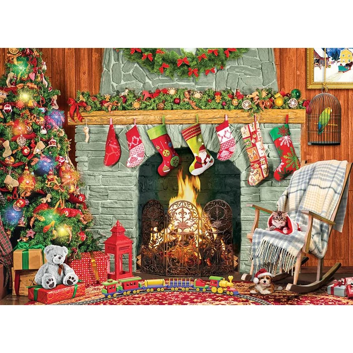 EuroGraphics 8500-5502 - Christmas by the Fireplace, Paul Normand - 500 db-os puzzle