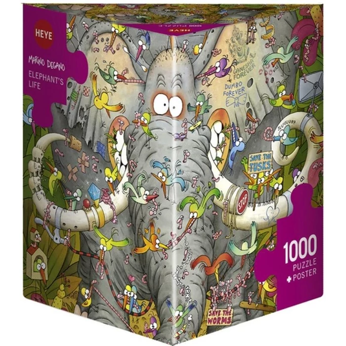 Heye 29921 - Triangular puzzle - Elephant's Life, Degano - 1000 db-os puzzle