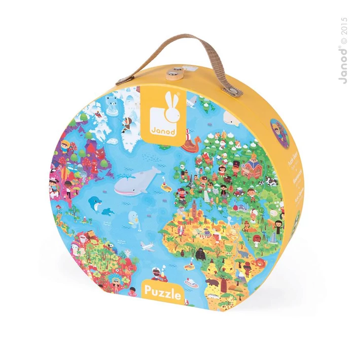 Janod 02775 - Világtérkép puzzle bőröndben - 300 db-os puzzle
