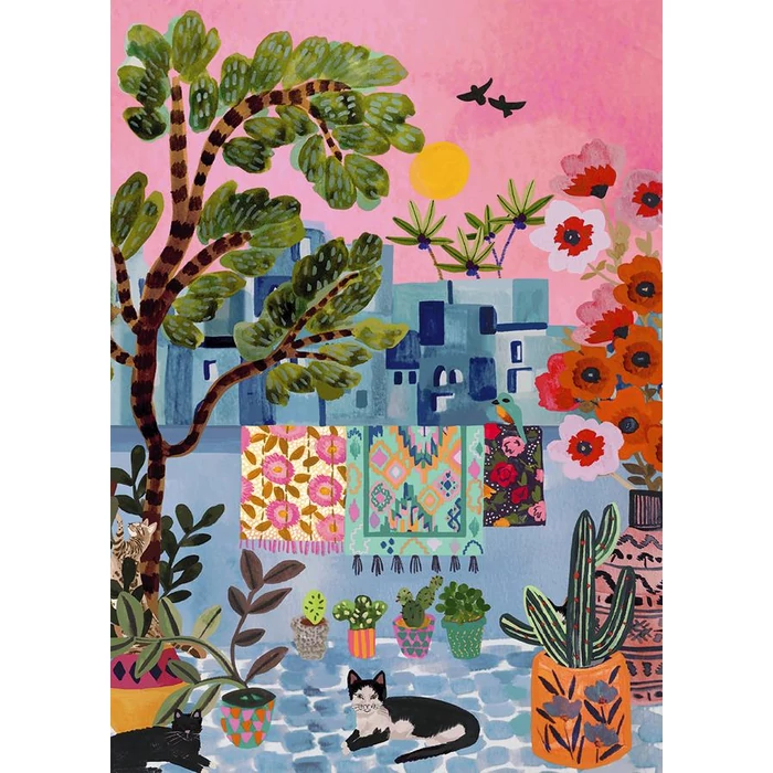Pieces & Peace 1000 db-os puzzle - Chefchaouen Cats - Morocco (0038)
