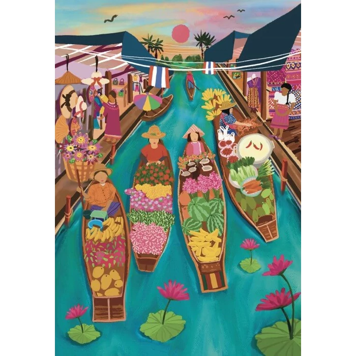 Pieces & Peace 0136 - Floating Market Thailand - 1000 db-os puzzle