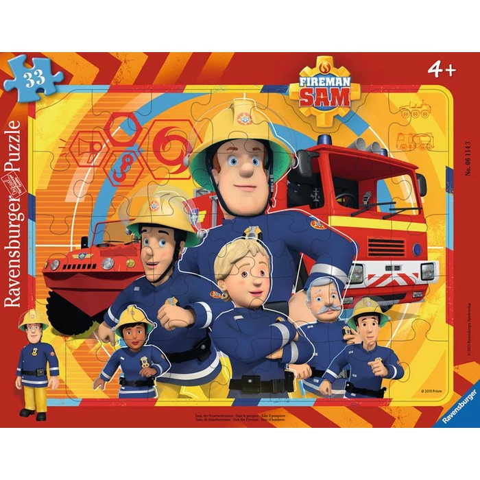 Ravensburger 06114 - Sam, a tűzoltó - Sam és csapata - 33 db-os keretes puzzle