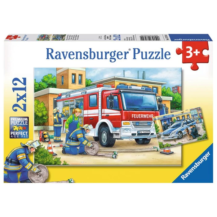Ravensburger 07574 - Rendőrök és tűzoltók - 2 x 12 db-os puzzle