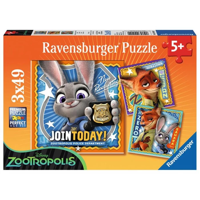 Ravensburger 09404 - Zootropolis - Állati nagy balhé - 3 x 49 db-os puzzle