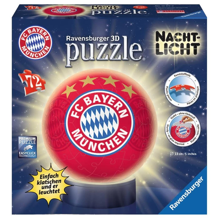 Ravensburger 12177 - FC Bayern München - 72 db-os 3D világító gömb puzzle