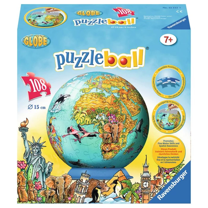 Ravensburger 12212 - Földgömb gyerekeknek - 108 db-os 3D gömb puzzle