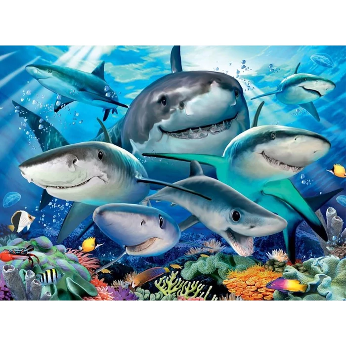 Ravensburger 13225 - Mosolygós cápák - 300 db-os XXL puzzle