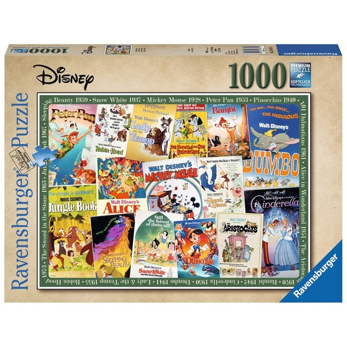 Ravensburger 19874 - Régi Disney poszterek - 1000 db-os puzzle