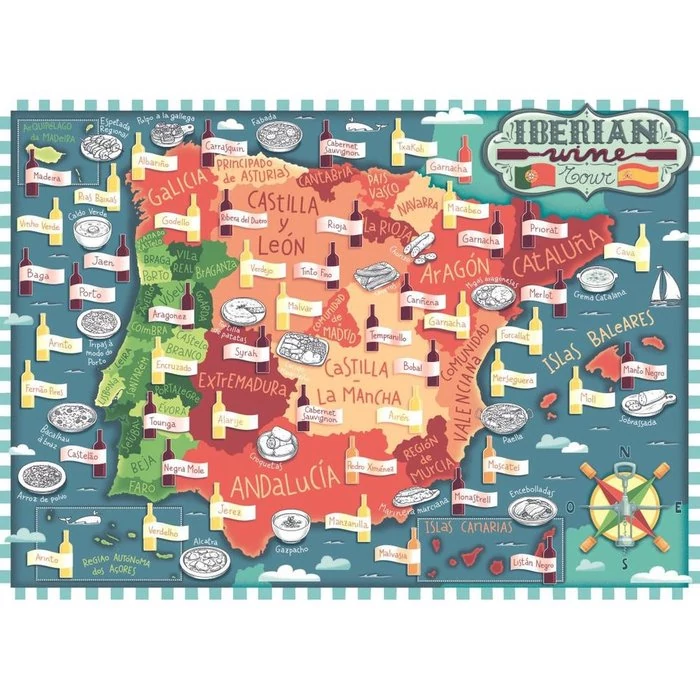 Ravensburger 17608 - Ibériai borok térképe - 1000 db-os puzzle