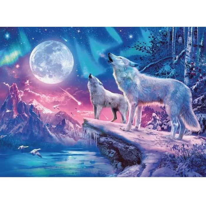 Ravensburger 12000476 - Farkasok a holdfényben - 500 db-os Fluoreszkáló puzzle