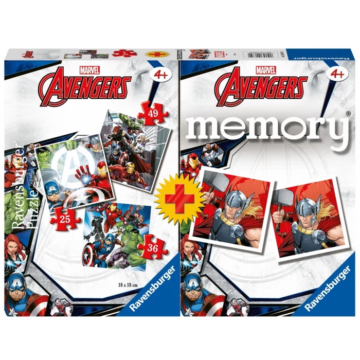 Ravensburger 20674 - Marvel - Bosszúállók - 4 az 1-ben puzzle és memóriajáték