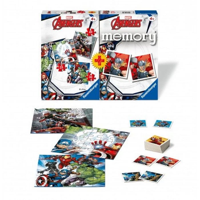 Ravensburger 20674 - Marvel - Bosszúállók - 4 az 1-ben puzzle és memóriajáték
