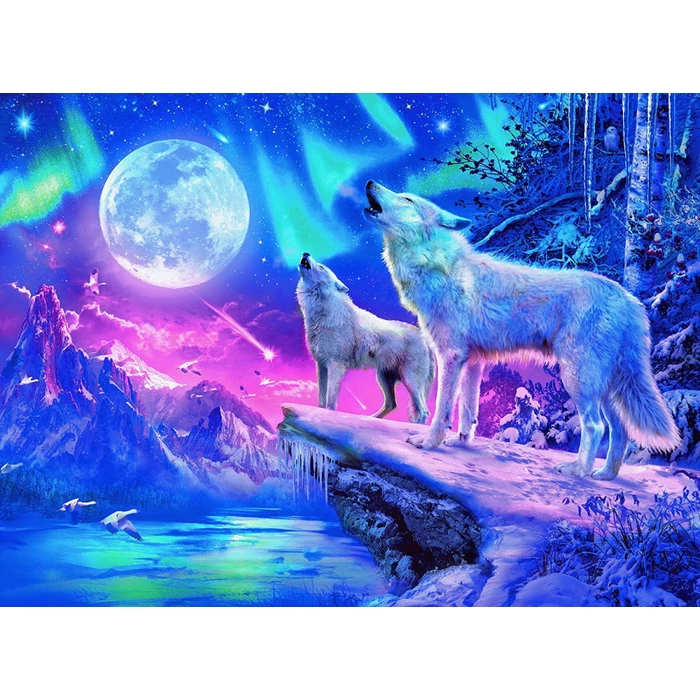 Ravensburger 14952 - Farkasok a holdfényben - 500 db-os Fluoreszkáló puzzle