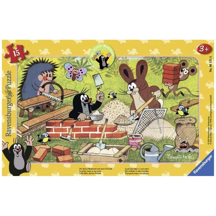 Ravensburger 06151 - Kisvakond és barátai - 15 db-os keretes puzzle 