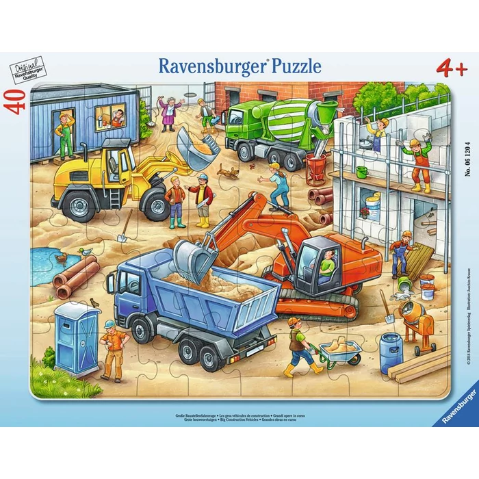 Ravensburger 06120 - Munkagépek az építkezésen - 40 db-os keretes puzzle