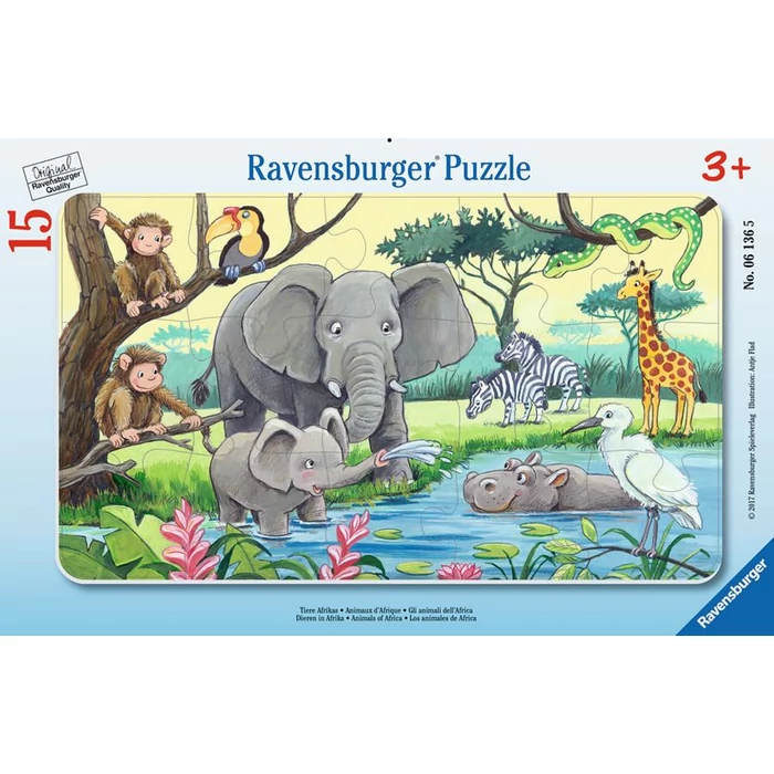 Ravensburger 06136 - Afrika állatai - 15 db-os keretes puzzle