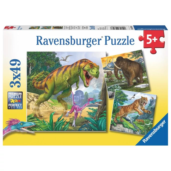 Ravensburger 09358 - Állatok a dínók korából - 3 x 49 db-os puzzle