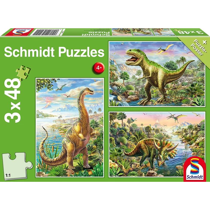 Schmidt 56202 - Dinosaur Adventures - 3 x 48 db-os puzzle
