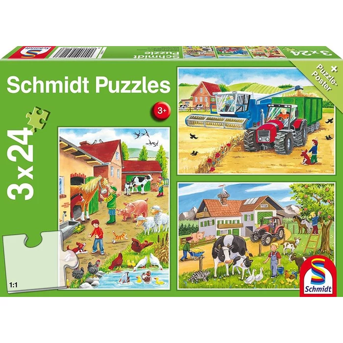 Schmidt 56216 - On the Farm - 3 x 24 db-os puzzle