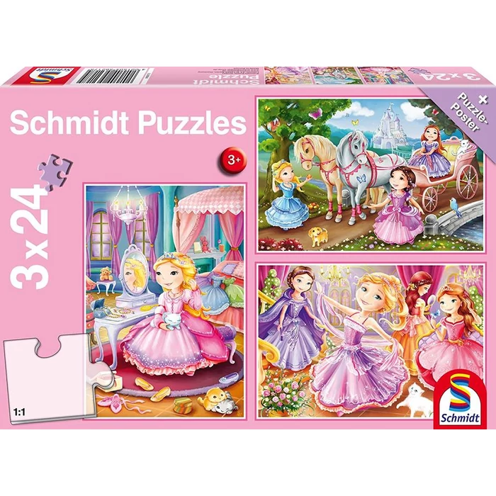 Schmidt 56217 - Fairytale Princesses - 3 x 24 db-os puzzle