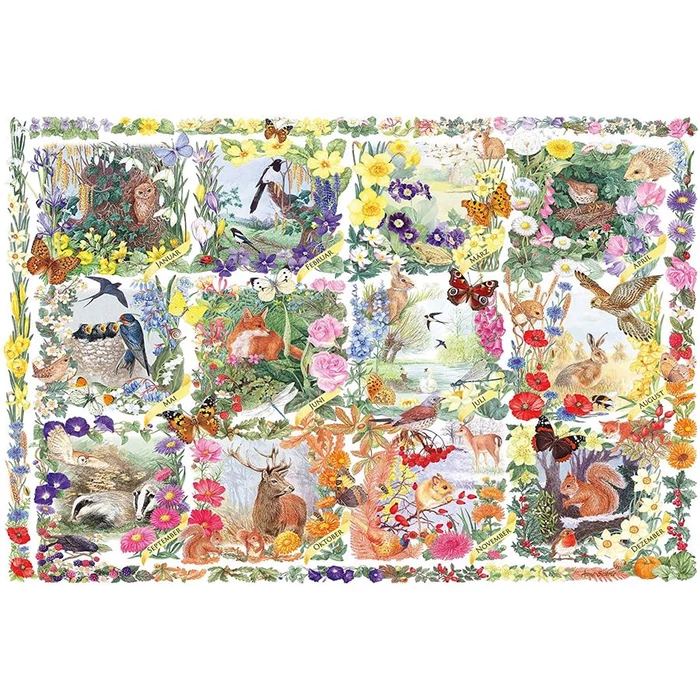 Schmidt 56422 - Through the seasons with animals and flowers - 200 db-os puzzle