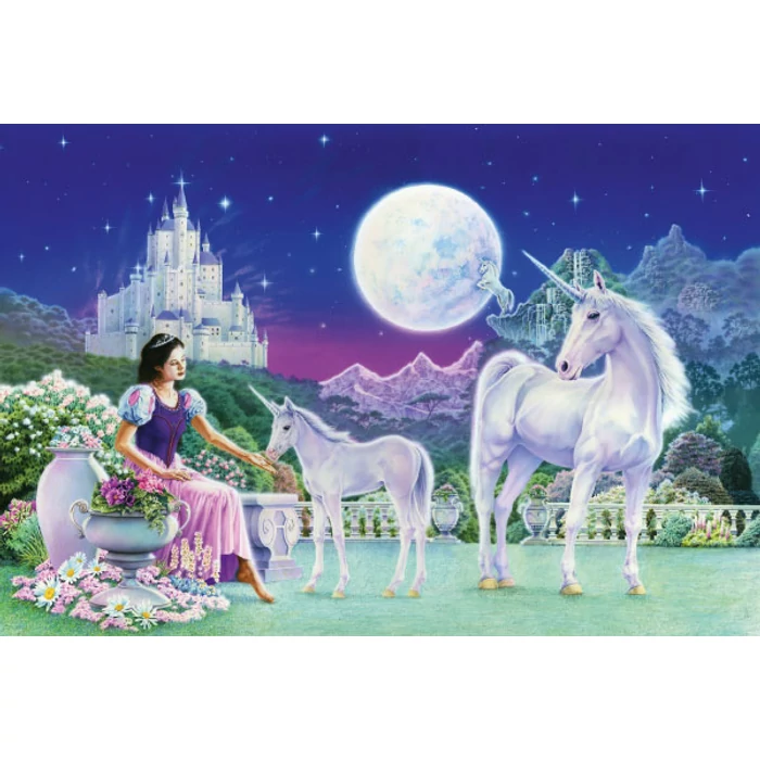 Schmidt 56373 - Unicorn - 200 db-os puzzle plüss kulcstartóval