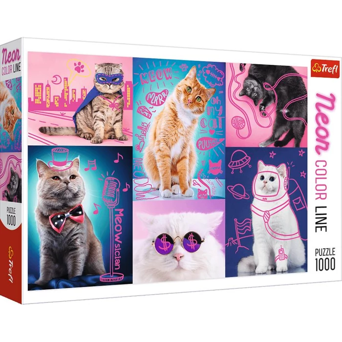 Trefl 10581 - Neon Color Line - Macskák - 1000 db-os puzzle