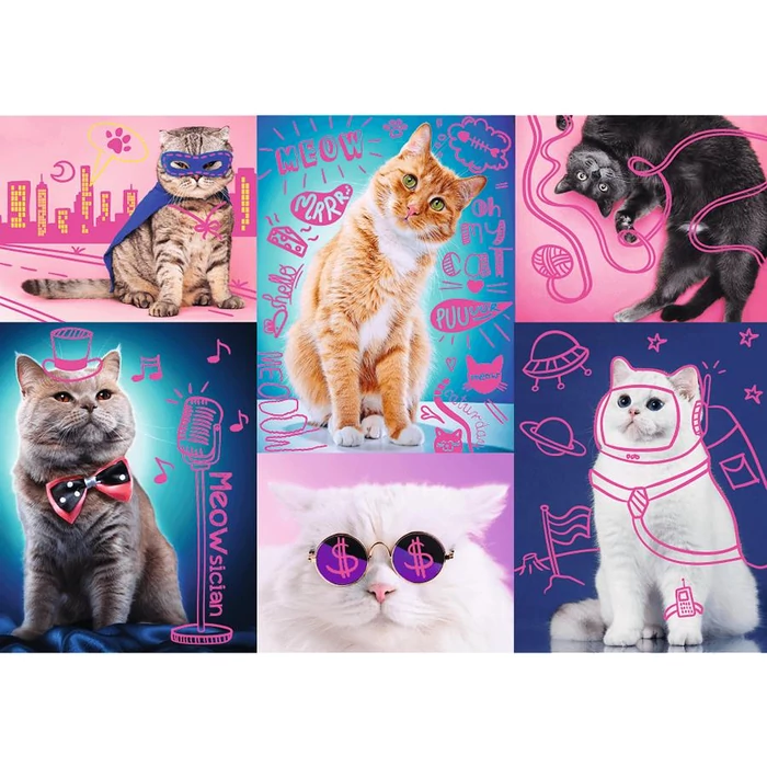 Trefl 10581 - Neon Color Line - Macskák - 1000 db-os puzzle