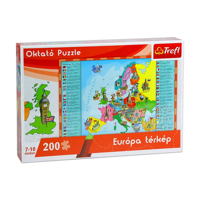 Trefl 15506 - Európa térkép - 200 db-os oktató puzzle