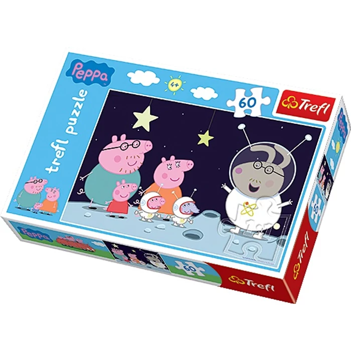 Trefl 17262 - Peppa malac - Utazás a Holdra - 60 db-os puzzle