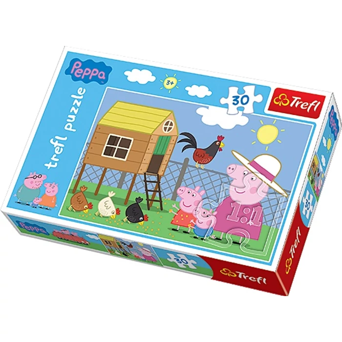 Trefl 18195 - Peppa malac meglátogatja a tyúkólat - 30 db-os puzzle