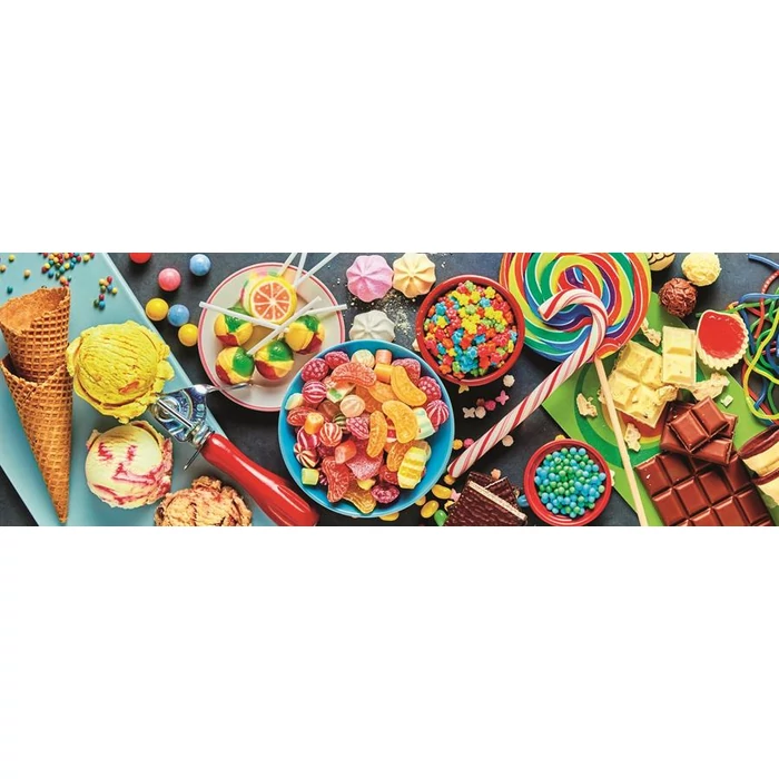 Trefl 29046 - Panoráma puzzle - Színes cukorkák - 1000 db-os puzzle