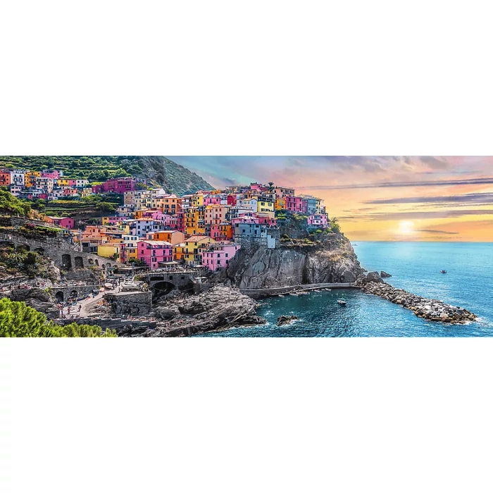 Trefl 29516 - Olaszország, Vernazza naplementekor - 500 db-os Panoráma puzzle