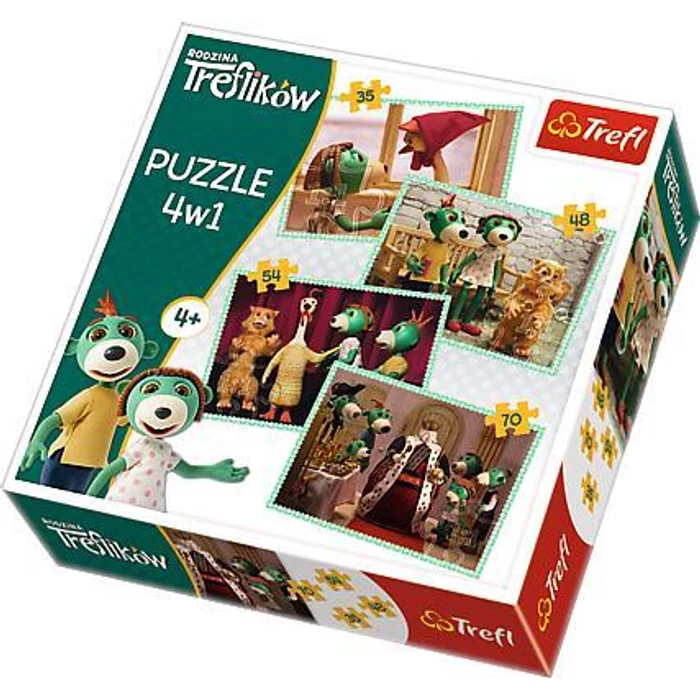 Trefl 34290 - A Treflikow család kalandjai - Új barátok - 4 az 1-ben (35, 48, 54, 70 db-os) puzzle