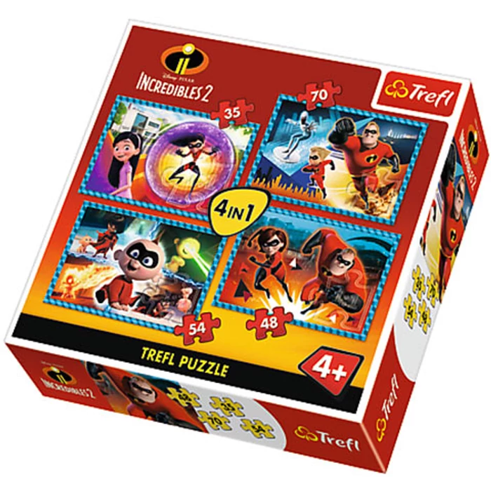 Trefl 34306 - Hihetetlen család - 4 az 1-ben (35, 48, 54, 70 db-os) puzzle