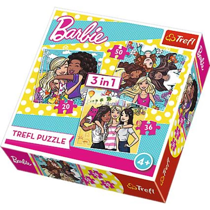 Trefl 34827 - Barbie és barátai - 3 az 1-ben (20, 36, 50 db-os) puzzle